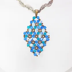 Pendant 40cm - Marissa Rhombus M-Khaki Braid - Pendant 40cm - Laiton bronze